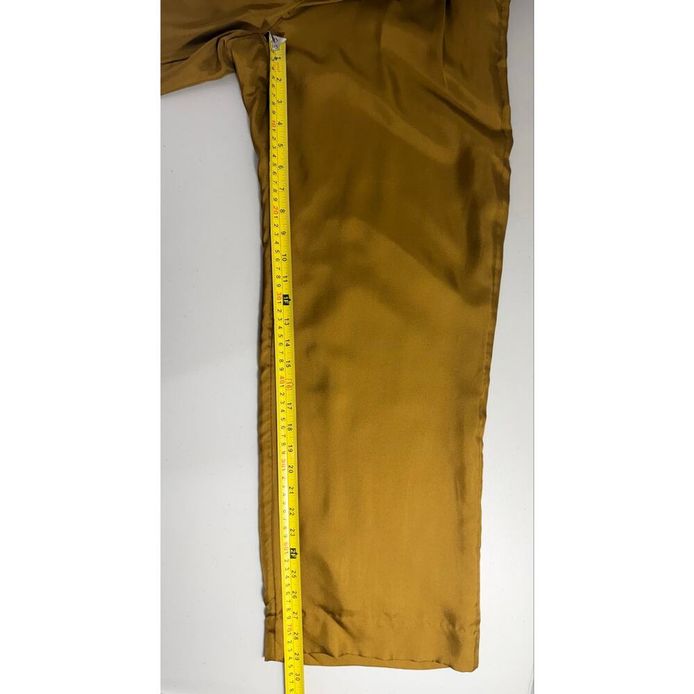 J.Crew Collection Silk Twill High Rise Belted Wide Leg Trouser Golden Brandy 2 - Picture 12 of 12